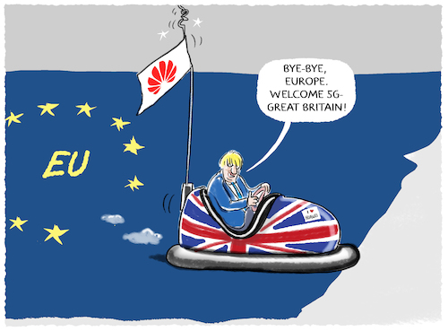 Cartoon: ...Brexit... (medium) by markus-grolik tagged huawei,eu,europa,england,5g,london,brexit,digital,china,peking,funkmast,nato,huawei,eu,europa,england,5g,london,brexit,digital,china,peking,funkmast,nato