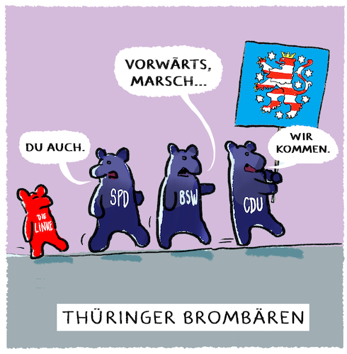 Cartoon: Brombeer regiert... (medium) by markus-grolik tagged thueringen,weimar,landesregierung,ministerpraesident,brombeer,voigt,bsw,spd,cdu,linke,ramelow,landtag,wahl,thueringen,weimar,landesregierung,ministerpraesident,brombeer,voigt,bsw,spd,cdu,linke,ramelow,landtag,wahl