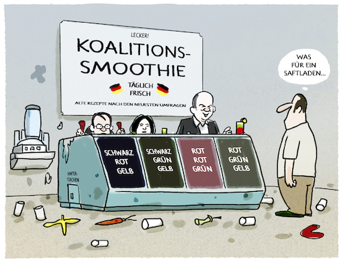 Cartoon: Bundestagswahl (medium) by markus-grolik tagged koalitionen,koalition,umfragen,deutschland,volksparteien,mehrheiten,gesellschaft,mitte,mittelschicht,wahlprogramme,cdu,csu,spd,gruene,linke,fdp,scholz,laschet,merkel,merkelnachfolge,umbruch,kosten,steuern,digitalisierung,energiewende,klimawandel,saftladen,koalitionen,koalition,umfragen,deutschland,volksparteien,mehrheiten,gesellschaft,mitte,mittelschicht,wahlprogramme,cdu,csu,spd,gruene,linke,fdp,scholz,laschet,merkel,merkelnachfolge,umbruch,kosten,steuern,digitalisierung,energiewende,klimawandel,saftladen