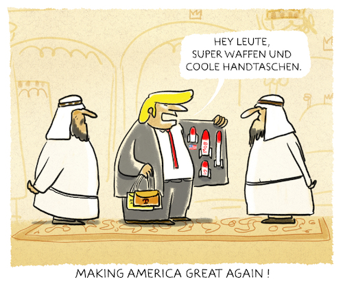 Cartoon: ...Business... (medium) by markus-grolik tagged donald,trump,suadi,waffen,ausland,is,krisengebiete,krieg,ivanka,mode,naher,osten,donald,trump,suadi,waffen,ausland,is,krisengebiete,krieg,ivanka,mode,naher,osten