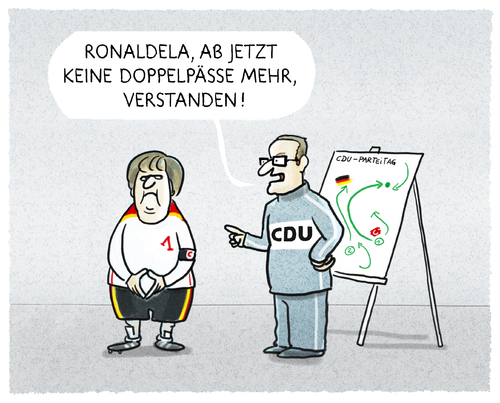 Cartoon: ...CDU-Parteitag... (medium) by markus-grolik tagged cdu,doppelpass,doppelte,staatsbürgerschaft,deutschland,merkel,spahn,bundeskanzlerin,bundesregierung,wahlkampf,türkei,geburt,cdu,doppelpass,doppelte,staatsbürgerschaft,deutschland,merkel,spahn,bundeskanzlerin,bundesregierung,wahlkampf,türkei,geburt