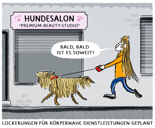 Cartoon: Coming soon... (medium) by markus-grolik tagged friseure,nagelstudio,lockerung,corona,pandemie,offen,geschäfte,haar,hund,frau,lange,körpernahe,dienstleistungen,frisöre,nagelstudios,lockerungen,lockdown,friseure,nagelstudio,lockerung,corona,pandemie,offen,geschäfte,haar,hund,frau,lange,körpernahe,dienstleistungen,frisöre,nagelstudios,lockerungen,lockdown