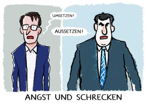 Cartoon: Deutsche Pandemiepolitik (medium) by markus-grolik tagged pandemie,lauterbach,gesundheitsminister,impfpflicht,fdp,spd,gruene,ampel,omikron,omikronwelle,inzidenzen,bayern,csu,cdu,soeder,minsterpraesident,bund,laender,bundesregierung,pflegekraefte,union,opposition,machtkampf,pandemie,lauterbach,gesundheitsminister,impfpflicht,fdp,spd,gruene,ampel,omikron,omikronwelle,inzidenzen,bayern,csu,cdu,soeder,minsterpraesident,bund,laender,bundesregierung,pflegekraefte,union,opposition,machtkampf