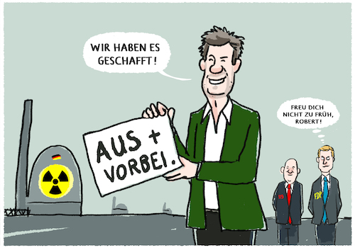 Cartoon: Deutscher Atomausstieg.. (medium) by markus-grolik tagged atomstrom,atomausstieg,atomkraft,deutschland,gruene,habeck,ampel,fdp,wirtschaft,energiewende,klimawandel,energieversorgung,atomstrom,atomausstieg,atomkraft,deutschland,gruene,habeck,ampel,fdp,wirtschaft,energiewende,klimawandel,energieversorgung