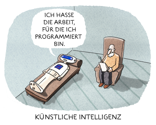 Cartoon: ...Durchbruch... (medium) by markus-grolik tagged künstliche,intelligenz,arbeit,industrie,automatisierung,psychiater,burn,out,depression,arbeitverweigerung,wirtschaft,grolik,künstliche,intelligenz,arbeit,industrie,automatisierung,psychiater,burn,out,depression,arbeitverweigerung,wirtschaft,grolik