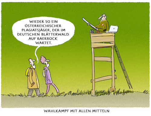 Cartoon: Eingeschossen... (medium) by markus-grolik tagged plagiatsvorwürfe,plagiatsprüfer,baerbock,wahlkampf,plagiat,bündnis,90,die,grünen,deutschland,österreich,plagiatsvorwürfe,plagiatsprüfer,baerbock,wahlkampf,plagiat,bündnis,90,die,grünen,deutschland,österreich