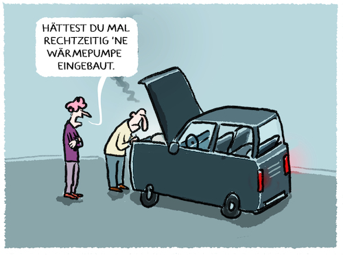 Cartoon: Energiewende... (medium) by markus-grolik tagged energiewende,konsum,waermepumpe,umbau,klimawandel,verkehr,verkehrwende,auto,heizung,energiewende,konsum,waermepumpe,umbau,klimawandel,verkehr,verkehrwende,auto,heizung