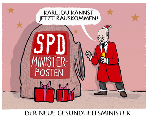 Cartoon: Ernennung.. (medium) by markus-grolik tagged lauterbach,minister,kabinett,olaf,scholz,gesundheitsminister,nachfolger,spahn,pandemie,impfpflicht,deutschland,covid,experte,virologe,lauterbach,minister,kabinett,olaf,scholz,gesundheitsminister,nachfolger,spahn,pandemie,impfpflicht,deutschland,covid,experte,virologe