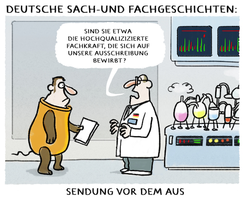 Cartoon: Fachkräftemangel... (medium) by markus-grolik tagged fachkraeftemangel,deutschland,fachkraft,ausbildung,qualifikation,stellenausschreibung,wirtschaft,industrie,produktion,personal,handwerker,fachkraeftemangel,deutschland,fachkraft,ausbildung,qualifikation,stellenausschreibung,wirtschaft,industrie,produktion,personal,handwerker