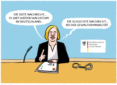 Cartoon: Faesers Kriminalstatistik... (medium) by markus-grolik tagged deutschland,kriminalstatistik,innenministerin,nancy,faeser,spd,ampel,gewalt,straftaten,zuwachs,deutschland,kriminalstatistik,innenministerin,nancy,faeser,spd,ampel,gewalt,straftaten,zuwachs