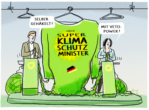 Cartoon: Häkelkurs (medium) by markus-grolik tagged klimaschutzminister,veto,gruene,bundestagswahl,wahlkampf,deutschland,baerbock,habeck,klimawandel,klimaschutz,partei,parteiprogramm,klimaschutzministerium,klimaschutzminister,veto,gruene,bundestagswahl,wahlkampf,deutschland,baerbock,habeck,klimawandel,klimaschutz,partei,parteiprogramm,klimaschutzministerium