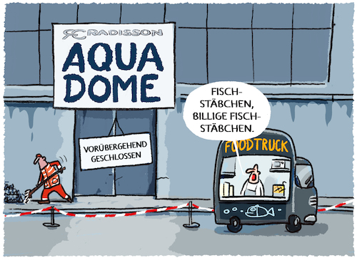 Cartoon: Aufräumarbeiten... (medium) by markus-grolik tagged aquadome,aquarium,hotel,berlin,aquariumunfall,fische,unique,sellingpoint,hotellobby,touristen,dekadenz,fischstäbchen,aquadome,aquarium,hotel,berlin,aquariumunfall,fische,unique,sellingpoint,hotellobby,touristen,dekadenz,fischstäbchen