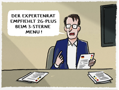 Cartoon: ...im 5-Sterne Restaurant (medium) by markus-grolik tagged restaurant,gaststaettendeutschland,omikron,lauterbach,gesundheitsminister,ampel,2g,beschränkungen,boostern,restaurant,gaststaettendeutschland,omikron,lauterbach,gesundheitsminister,ampel,2g,beschränkungen,boostern