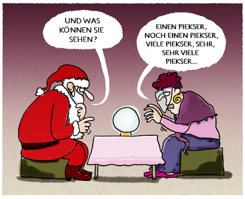 Cartoon: Impfprognose... (medium) by markus-grolik tagged prognose,corona,pandemie,wahrsagerin,virus,kristallkugel,weihnachten,illustration,karikatur,weihnachtsmann,impfen,zukunft,piekser,impfstoff,prognose,corona,pandemie,wahrsagerin,virus,kristallkugel,weihnachten,illustration,karikatur,weihnachtsmann,impfen,zukunft,piekser,impfstoff