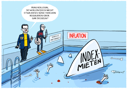 Cartoon: Indexmietwahnsinn (medium) by markus-grolik tagged inflation,indexmieten,mietmarkt,wohnungsmarkt,mietpreise,regulierung,mietdeckel,geywitz,spd,buschmann,fdp,streit,ampel,justizminister,wohnungsbauministerin,deutschland,inflation,indexmieten,mietmarkt,wohnungsmarkt,mietpreise,regulierung,mietdeckel,geywitz,spd,buschmann,fdp,streit,ampel,justizminister,wohnungsbauministerin,deutschland