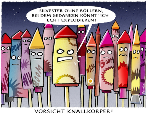 Cartoon: Jahreswechsel... (medium) by markus-grolik tagged böller,silvester,lockdown,verbot,feuerwerk,pandemie,2020,2021,böller,silvester,lockdown,verbot,feuerwerk,pandemie,2020,2021