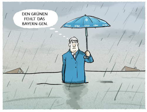 Cartoon: Katastrophenfall Söder (medium) by markus-grolik tagged hochwasser,tv,klimawandel,starkregen,extremwetter,bayern,dahoam,ueberschwemmungen,ueberflutung,pegelstand,heimat,soeder,csu,gruene,bayerngen,gen,wahlkampf,hochwasser,tv,klimawandel,starkregen,extremwetter,bayern,dahoam,ueberschwemmungen,ueberflutung,pegelstand,heimat,soeder,csu,gruene,bayerngen,gen,wahlkampf