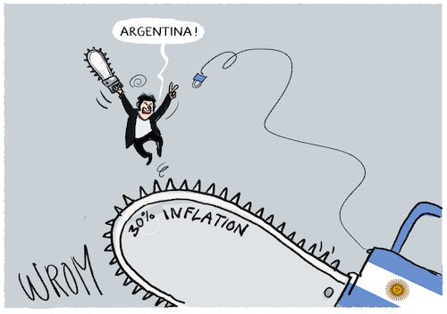 Kettensägensieger... (medium) Cartoon: Kettensägensieger... (medium) by markus-grolik tagged jose,milei,argentinien,kettensaege,inflation,buerokratieabbau,jose,milei,argentinien,kettensaege,inflation,buerokratieabbau