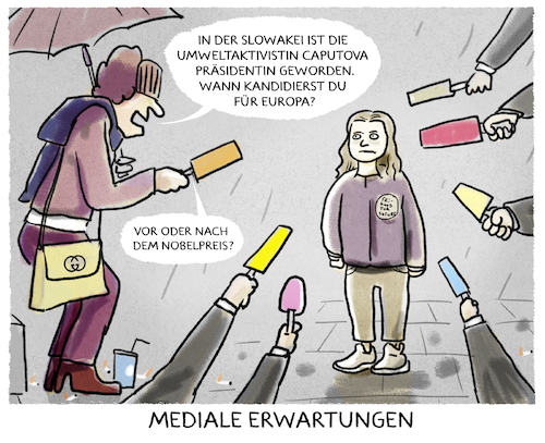 Cartoon: ...Klimawandel.... (medium) by markus-grolik tagged greta,thunberg,slowakei,caputova,europa,medien,nobelpreis,tv,reporter,news,goldene,kamera,klimawandel,greta,thunberg,slowakei,caputova,europa,medien,nobelpreis,tv,reporter,news,goldene,kamera,klimawandel