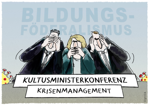 Cartoon: KMK (medium) by markus-grolik tagged corona,pandemie,kultusminister,bildung,föderalismus,karlicek,schulen,grundschulen,universitäten,corona,pandemie,kultusminister,bildung,föderalismus,karlicek,schulen,grundschulen,universitäten