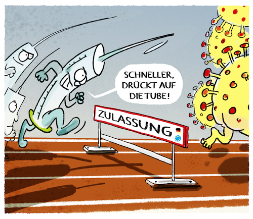 Cartoon: ...letzte Hürde... (medium) by markus-grolik tagged corona,biontech,moderna,curevac,impfen,impfung,pandemie,zulassung,corona,biontech,moderna,curevac,impfen,impfung,pandemie,zulassung