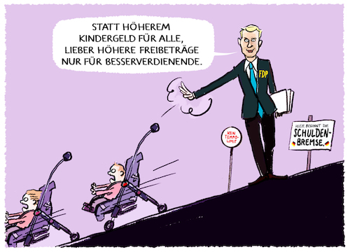 Cartoon: Lindner keine Kindergelderhöhung (medium) by markus-grolik tagged christian,lindner,finanzminister,kindergeld,kinder,kinderarmut,ampel,spd,gruene,familien,deutschland,besserverdienende,sparhaushalt,schuldenbremse,scholz,christian,lindner,finanzminister,kindergeld,kinder,kinderarmut,ampel,spd,gruene,familien,deutschland,besserverdienende,sparhaushalt,schuldenbremse,scholz