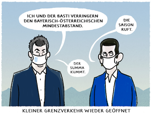 Cartoon: Locker... (medium) by markus-grolik tagged kurz,söder,grenzverkehr,öffnung,tourismus,bayern,österreich,pandemie,impfkampagne,inzidenzen,urlaub,ferien,grenze,grenzöffnung,grenzöffnungen,öffnen,verreisen,lockern,lockerungen,kurz,söder,grenzverkehr,öffnung,tourismus,bayern,österreich,pandemie,impfkampagne,inzidenzen,urlaub,ferien,grenze,grenzöffnung,grenzöffnungen,öffnen,verreisen,lockern,lockerungen