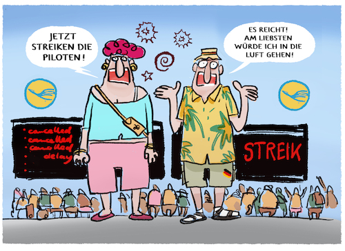 Cartoon: Lufthansa (medium) by markus-grolik tagged streik,flugausfaelle,lufthansa,piloten,cockpit,flugreisende,missmanagement,deutschland,streik,flugausfaelle,lufthansa,piloten,cockpit,flugreisende,missmanagement,deutschland