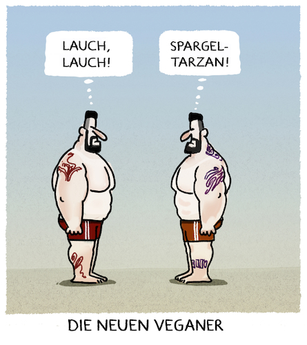 Cartoon: Machogemüse... (medium) by markus-grolik tagged vean,vegetarisch,gemüse,muskeln,männlichkeit,toxisch,optik,mann,frau,steinzeit,fitness,körper,body,vean,vegetarisch,gemüse,muskeln,männlichkeit,toxisch,optik,mann,frau,steinzeit,fitness,körper,body