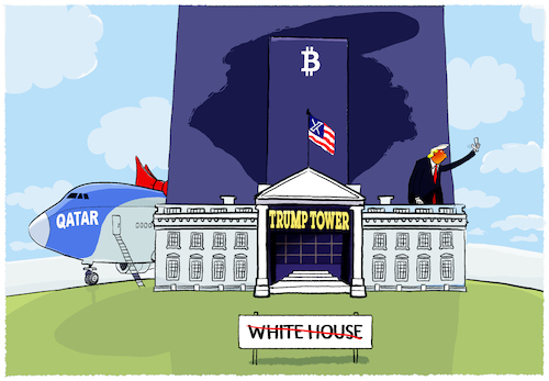 Cartoon: MAGA-Kleptokratie... (medium) by markus-grolik tagged maga,us,usa,trump,air,force,one,boing,katar,tower,weißes,haus,korruption,amerika,präsident,musk,bitcion,krypto,maga,us,usa,trump,air,force,one,boing,katar,tower,weißes,haus,korruption,amerika,präsident,musk,bitcion,krypto