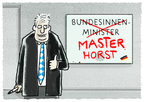 Cartoon: ...Masterplaner... (medium) by markus-grolik tagged groko,horst,seehofer,masterplan,bundesinnenminister,cdu,csu,spd,koalitionspapier,kaolition,berlin,münchen,groko,horst,seehofer,masterplan,bundesinnenminister,cdu,csu,spd,koalitionspapier,kaolition,berlin,münchen