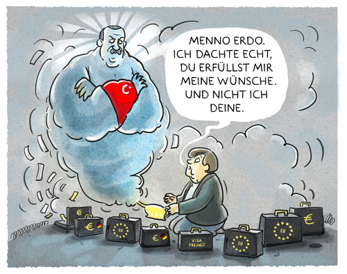 Cartoon: Merkels Flaschengeist (medium) by markus-grolik tagged erdogan,merkel,eu,europa,türkei,demokratie,diktatur,flüchtlinge,flüchtlingspolitik,euro,kurden,deutschland,cdu,syrien,eurozone,brüssel,geld,erdogan,merkel,eu,europa,türkei,demokratie,diktatur,flüchtlinge,flüchtlingspolitik,euro,kurden,deutschland,cdu,syrien,eurozone,brüssel,geld