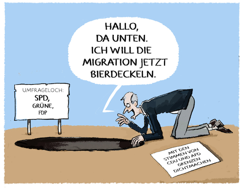 Cartoon: Migrations-Merz... (medium) by markus-grolik tagged merz,cdu,union,csu,migration,migrationsstopp,afd,weidel,wahlkampf,rechts,brandmauer,demokratie,deutschland,asyl,einwanderung,abschiebung,merz,cdu,union,csu,migration,migrationsstopp,afd,weidel,wahlkampf,rechts,brandmauer,demokratie,deutschland,asyl,einwanderung,abschiebung