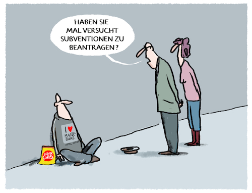 Cartoon: Milliardensubventionen für Intel (medium) by markus-grolik tagged milliarden,subventionen,intel,wirtschaft,unternehmen,steuerzahler,standort,deutschland,magdeburg,chip,halbleiter,milliarden,subventionen,intel,wirtschaft,unternehmen,steuerzahler,standort,deutschland,magdeburg,chip,halbleiter