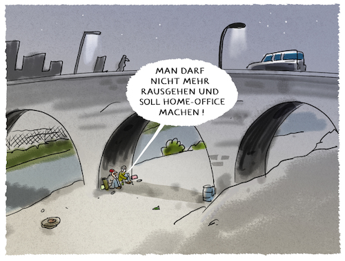 Cartoon: Grossraumbüro... (medium) by markus-grolik tagged ausgangssperre,corona,obdachlos,homeoffice,bayern,deutschland,brücke,sozialfall,virus,katastrophenfall,gesellschaft,randgruppe,arbeitslos,arbeit,beamte,angestellte,konzerne,ausgangssperre,corona,obdachlos,homeoffice,bayern,deutschland,brücke,sozialfall,virus,katastrophenfall,gesellschaft,randgruppe,arbeitslos,arbeit,beamte,angestellte,konzerne