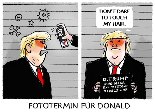 Cartoon: Mugshot (medium) by markus-grolik tagged trump,donald,usa,fototermin,mugshot,haare,gefängnis,anklage,trump,donald,usa,fototermin,mugshot,haare,gefängnis,anklage