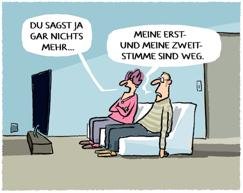 Cartoon: Nach der Wahl... (medium) by markus-grolik tagged wahl,wahlergebnis,regierung,wahlen,bundestagswahl,wahlanalyse,waehler,deutschland,erststimme,zweitstimme,wahl,wahlergebnis,regierung,wahlen,bundestagswahl,wahlanalyse,waehler,deutschland,erststimme,zweitstimme