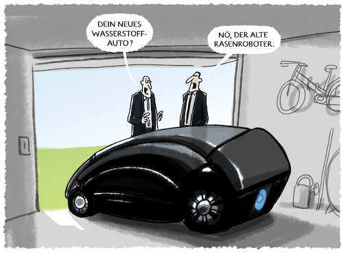 Cartoon: Nachhaltige Statussymbole... (medium) by markus-grolik tagged rasenroboter,wasserstoffauto,eauto,tesla,elektromotor,alternative,antriebe,auto,statussymbol,technik,fortschritt,mobilitaet,verbrenner,fahrzeuge,garten,gartenarbeit,verkehr,reichtum,protzen,angeben,umwelt,umweltschutz,klima,nachhaltigkeit,green,deal,washing,rasenroboter,wasserstoffauto,eauto,tesla,elektromotor,alternative,antriebe,auto,statussymbol,technik,fortschritt,mobilitaet,verbrenner,fahrzeuge,garten,gartenarbeit,verkehr,reichtum,protzen,angeben,umwelt,umweltschutz,klima,nachhaltigkeit,green,deal,washing