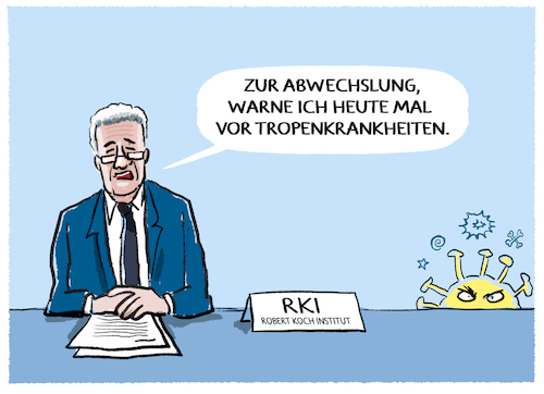 Cartoon: Neues vom RKI... (medium) by markus-grolik tagged pandemie,corona,robert,koch,institut,lauterbach,rki,wieler,tropenkrankheiten,deutschland,klimawandel,omikron,sommerwelle,grippe,viren,quarantaene,pandemie,corona,robert,koch,institut,lauterbach,rki,wieler,tropenkrankheiten,deutschland,klimawandel,omikron,sommerwelle,grippe,viren,quarantaene