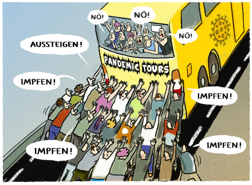 Cartoon: Pandemic-tours... (medium) by markus-grolik tagged zutrittsbeschraenkungen,test,impfquote,restaurants,konzerte,geimpfte,zwei,klassen,gesellschaft,spaltung,corona,pandemie,vordertuer,hausrecht,impfpflicht,zutrittsbeschraenkungen,test,impfquote,restaurants,konzerte,geimpfte,zwei,klassen,gesellschaft,spaltung,corona,pandemie,vordertuer,hausrecht,impfpflicht