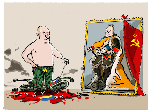 Cartoon: Putins Selbstbild (medium) by markus-grolik tagged putin,russland,zar,sowjetunion,geschichtsverfaelschung,atomwaffe,atomkrieg,grossmacht,peter,der,gross,geschichte,nationalismus,zarenkrone,macht,atommacht,autokrat,atomsprengkopf,allmachtsphantasien,gefahr,weltuntergang,putin,russland,zar,sowjetunion,geschichtsverfaelschung,atomwaffe,atomkrieg,grossmacht,peter,der,gross,geschichte,nationalismus,zarenkrone,macht,atommacht,autokrat,atomsprengkopf,allmachtsphantasien,gefahr,weltuntergang