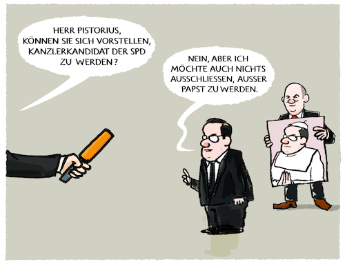 Cartoon: Scholz oder Pistorius.... (medium) by markus-grolik tagged scholz,spd,kanzlerkandidat,pistorius,medien,umfragen,politiker,kanzlerkanditatur,wahlkampf,nominierung,deutschland,vertrauensfrage,bundeskanzler,ampel,papst,scholz,spd,kanzlerkandidat,pistorius,medien,umfragen,politiker,kanzlerkanditatur,wahlkampf,nominierung,deutschland,vertrauensfrage,bundeskanzler,ampel,papst