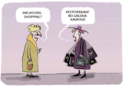 Cartoon: Shopping-Queens.. (medium) by markus-grolik tagged shopping,inflation,galeria,kaufhof,luxus,segment,geld,konsum,kaufhaus,luxuskaufhaus,benko,shopping,inflation,galeria,kaufhof,luxus,segment,geld,konsum,kaufhaus,luxuskaufhaus,benko