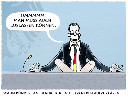 Cartoon: Spahn Yoga (medium) by markus-grolik tagged jens,spahn,testzentren,deutschland,betrug,steuergeld,pandemie,bereicherung,gier,testen,schnelltest,jens,spahn,testzentren,deutschland,betrug,steuergeld,pandemie,bereicherung,gier,testen,schnelltest