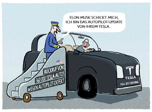 Cartoon: Tesla-Update... (medium) by markus-grolik tagged elon,musk,usa,auto,autonomes,fahren,verkehr,tesla,fsd,full,self,driving,autopilot,software,update,elon,musk,usa,auto,autonomes,fahren,verkehr,tesla,fsd,full,self,driving,autopilot,software,update