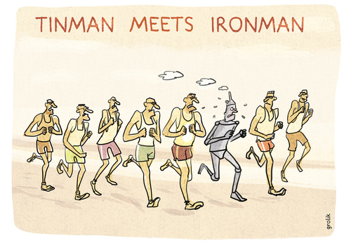 Cartoon: Tinman versus Ironman (medium) by markus-grolik tagged gesundheitswahn,wahnsinn,wettkampf,outdoor,fitness,wellness,herzinfarkt,gesundheit,sportarten,extremsport,hawai,ironman,marathon,event,showdown,ausdauersport,sport,sport,ausdauersport,showdown,event,marathon,ironman,hawai,extremsport,sportarten,gesundheit,herzinfarkt,wellness,fitness,outdoor,wettkampf,wahnsinn,gesundheitswahn