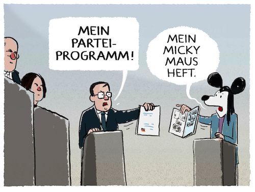 Cartoon: Triell... (medium) by markus-grolik tagged micky,maus,tv,triell,bundestagswahl,cdu,csu,laschet,deutschland,klimapolitik,regenwald,union,spd,gruene,scholz,baerbock,umfragen,umweltpolitik,kohle,strom,atomstrom,micky,maus,tv,triell,bundestagswahl,cdu,csu,laschet,deutschland,klimapolitik,regenwald,union,spd,gruene,scholz,baerbock,umfragen,umweltpolitik,kohle,strom,atomstrom