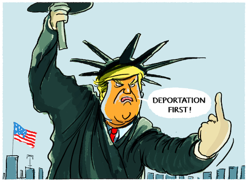 Cartoon: US-Abschiebungsdekret... (medium) by markus-grolik tagged trump,donald,usa,inauguration,president,executive,order,migration,abschiebung,praesident,abschieben,amtsantritt,trump,donald,usa,inauguration,president,executive,order,migration,abschiebung,praesident,abschieben,amtsantritt