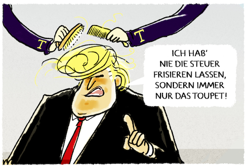 Cartoon: Trumps Steuererklärung (medium) by markus-grolik tagged trump,steuer,frisur,finanzamt,usa,donald,new,york,times,einkommenssteuer,trump,steuer,frisur,finanzamt,usa,donald,new,york,times,einkommenssteuer