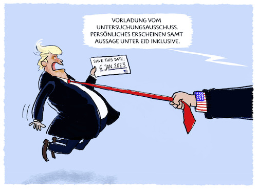 Cartoon: Trumps Termin (medium) by markus-grolik tagged untersuchungssausschuss,repraesentantenhaus,midterms,republikaner,demokraten,usa,sturm,kapitol,donald,trump,vorladung,us,praesident,biden,untersuchungssausschuss,repraesentantenhaus,midterms,republikaner,demokraten,usa,sturm,kapitol,donald,trump,vorladung,us,praesident,biden